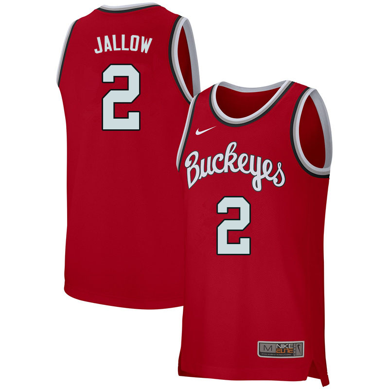 Men #2 Musa Jallow Ohio State Buckeyes College Basketball Jerseys Sale-Retro Scarlet